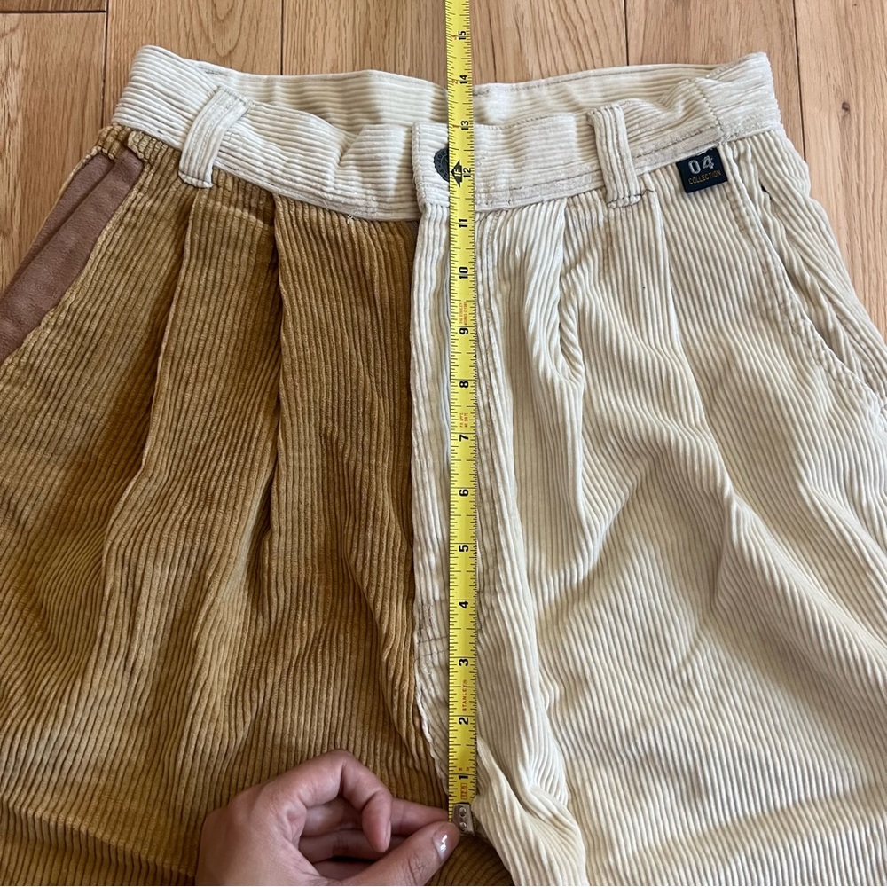 Vintage Playboy Corduroy Pleated Two Tone Brown Beige Pants Size 25 - Picture 5 of 12